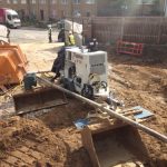 Static line pump on a construction site