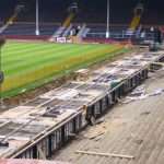 Pouring concrete pitchside at Fulham FC