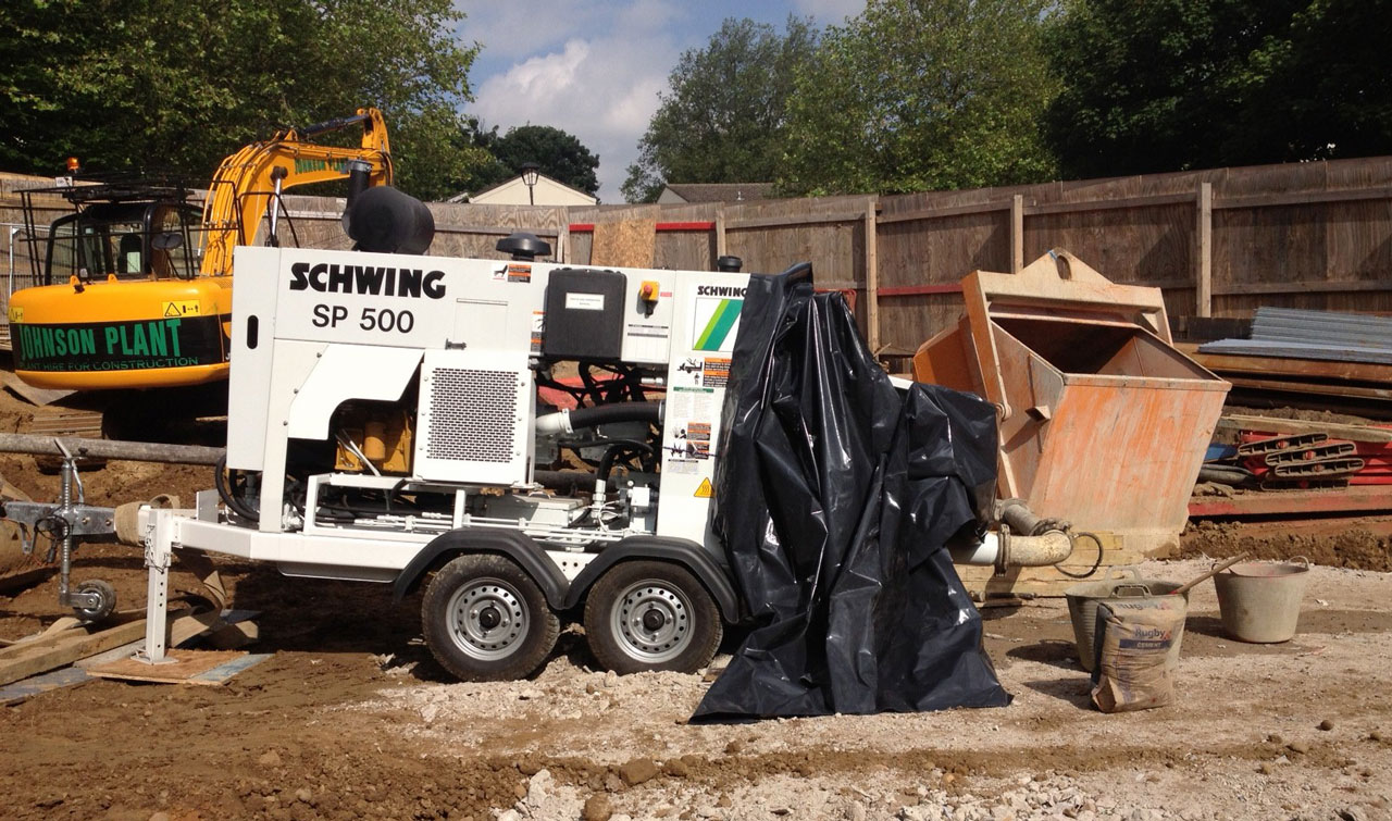 SCHWING SP500 Trailer Mounted Concrete Pump Hire • Embassy Concrete Pumping
