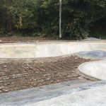 Concrete pumping at Sittingbourne skatepark, Kent