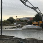 Concrete pumping at Sittingbourne skatepark, Kent