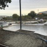 Concrete pumping at Sittingbourne skatepark, Kent