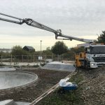 Concrete pumping at Sittingbourne skatepark, Kent