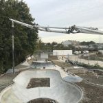 Concrete pumping at Sittingbourne skatepark, Kent