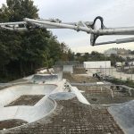 Concrete pumping at Sittingbourne skatepark, Kent