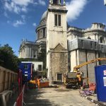 Concrete pumping at St Paul's Cathedral, London