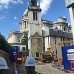 Concrete pumping at St Paul's Cathedral, London