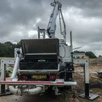 Schwing 28m pouring a reinforced Concrete basement slab in Mayfield East, Sussex