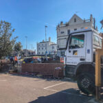 Chatham Station bike rack slab concrete pour, Kent