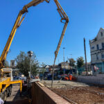 Chatham Station bike rack slab concrete pour, Kent