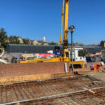 Chatham Station bike rack slab concrete pour, Kent